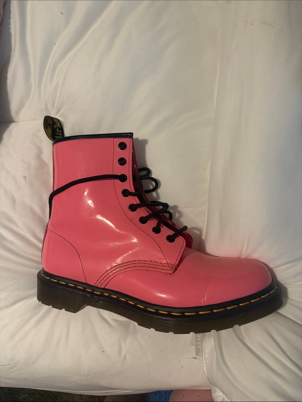 Dr. Martens Pink Patent Leather Lace-Up Boot